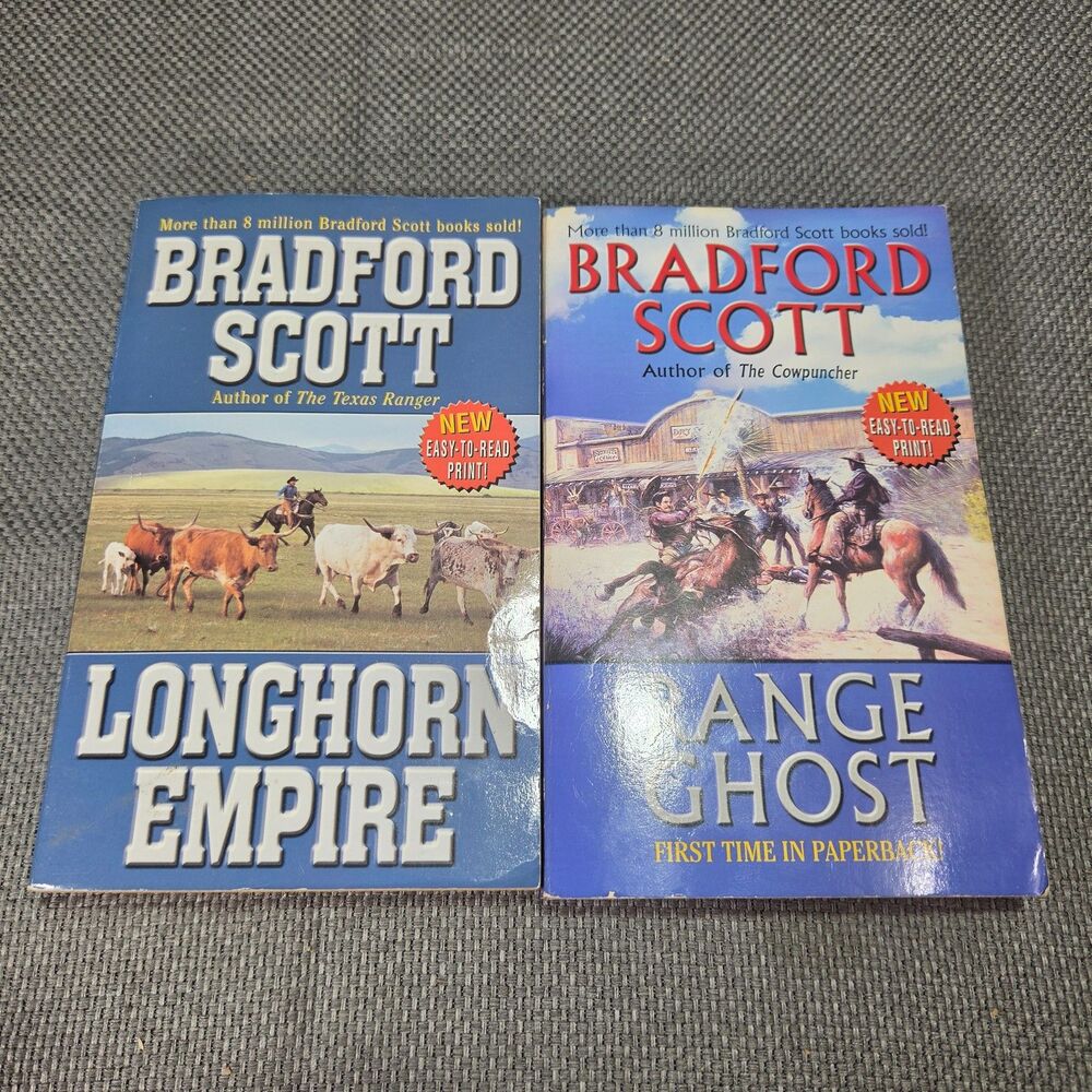 Lot of 2 Bradford Scott Western Paperbacks - Longhorn Empire & Range Ghost
